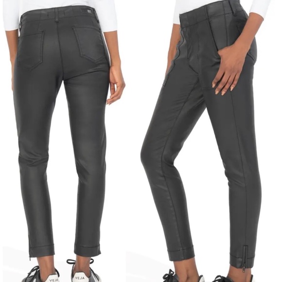 Kut from Kloth Reese Ankle Straight leg coated black jeans Evereve - Picture 2 of 8